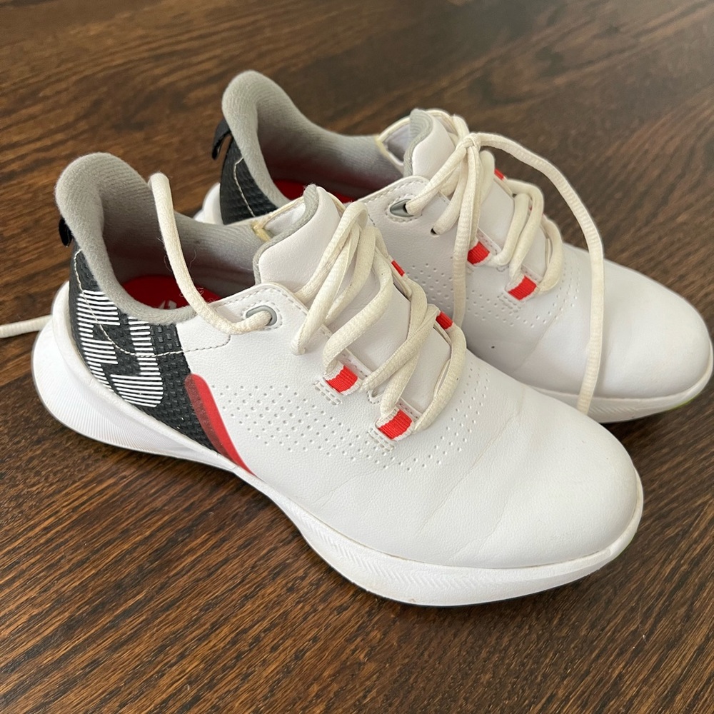 Boys Footjoy golf shoe with Black & Red Accents